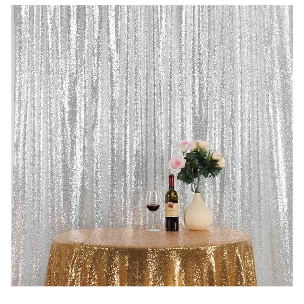 Posh lives Sequin Silver Backdrop Curtain NWT - Picture 2 of 6